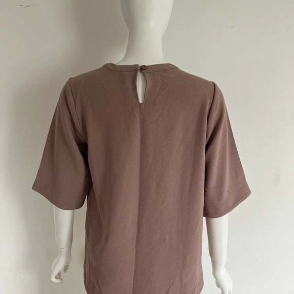 Melissa McCarthy Seven7 Brown Nude top Blouse Short sleeve - Picture 3 of 8